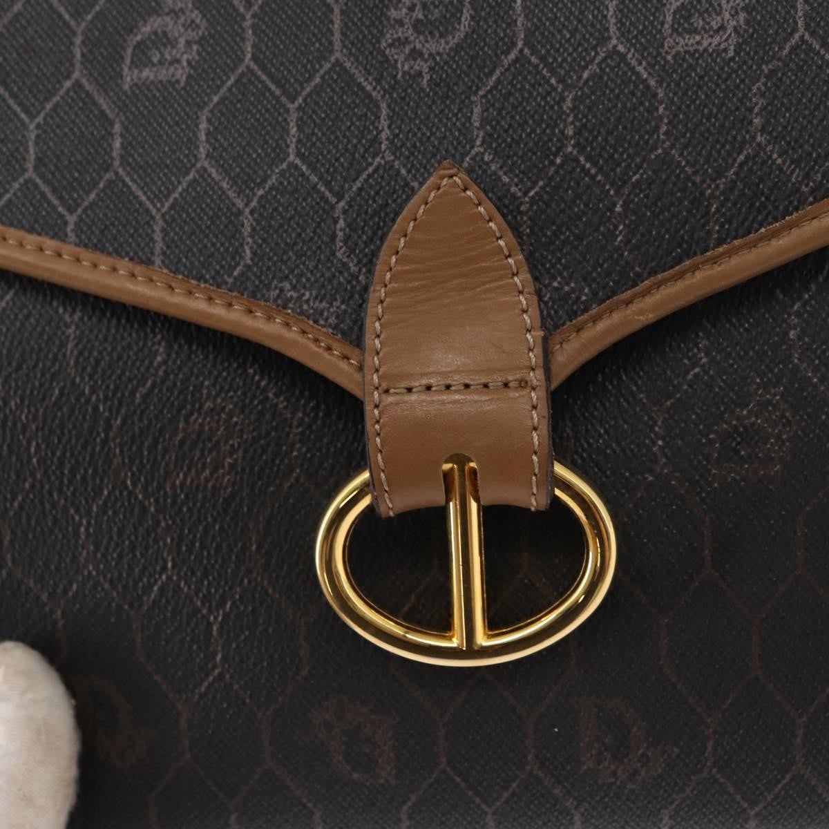 Christian Dior Vintage Honeycomb Flap Canvas And Leather Black Canvas Shoulder Bag Bag (Pre-Owned)