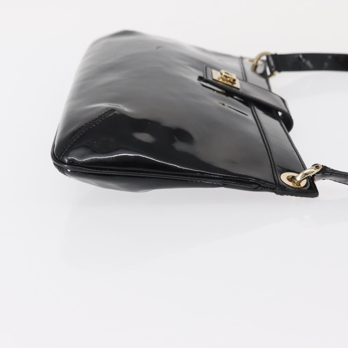 Salvatore Ferragamo Gancini Patent Leather Black Patent_Leather Shoulder Bag Bag (Pre-Owned)