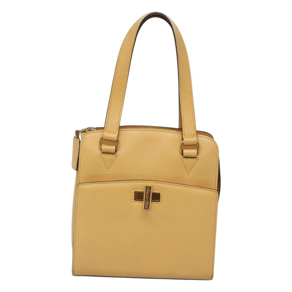 Celine Vintage Turnlock Leather Yellow Leather Handbag (Pre-Owned)