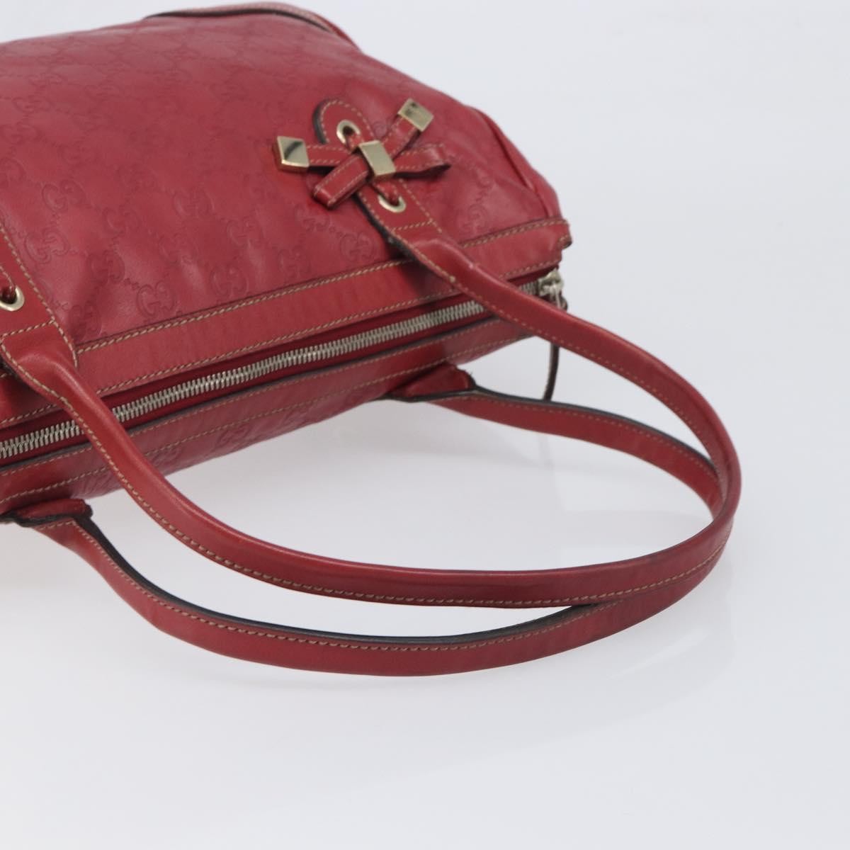 Gucci Princy Boston Guccissima Leather Red Leather Handbag (Pre-Owned)