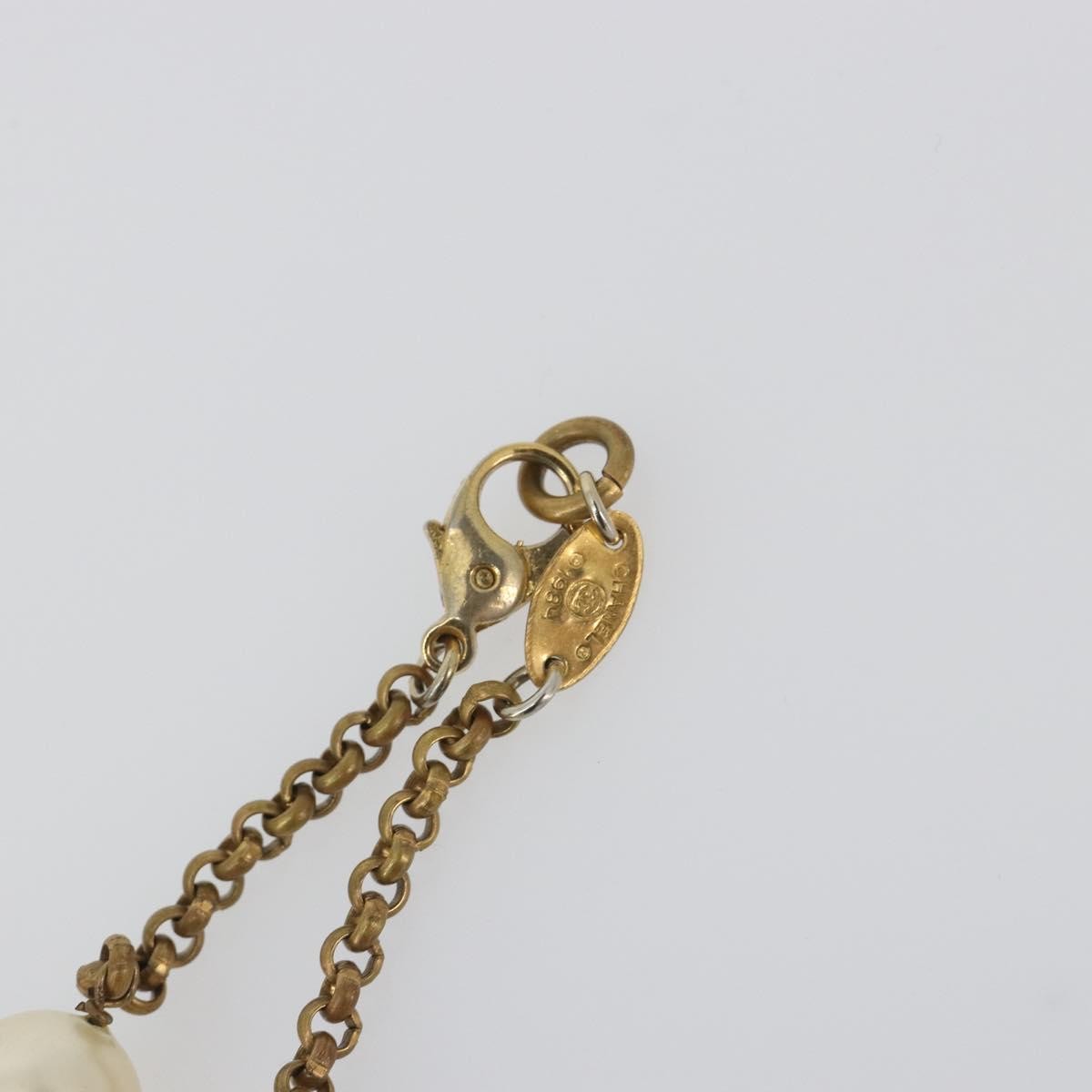 Chanel Pearl Station Metal And Faux Pearl Gold Metal Necklace Jewelry (Pre-Owned)