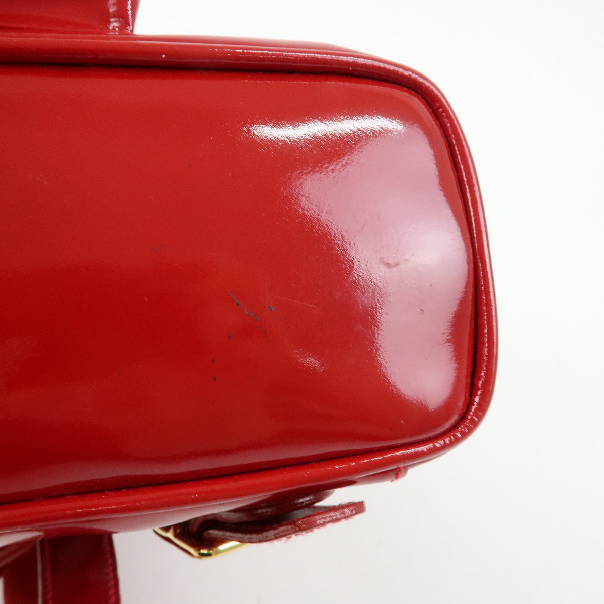 Gucci Vintage Bamboo Patent Red Patent_Leather Backpack Bag (Pre-Owned)