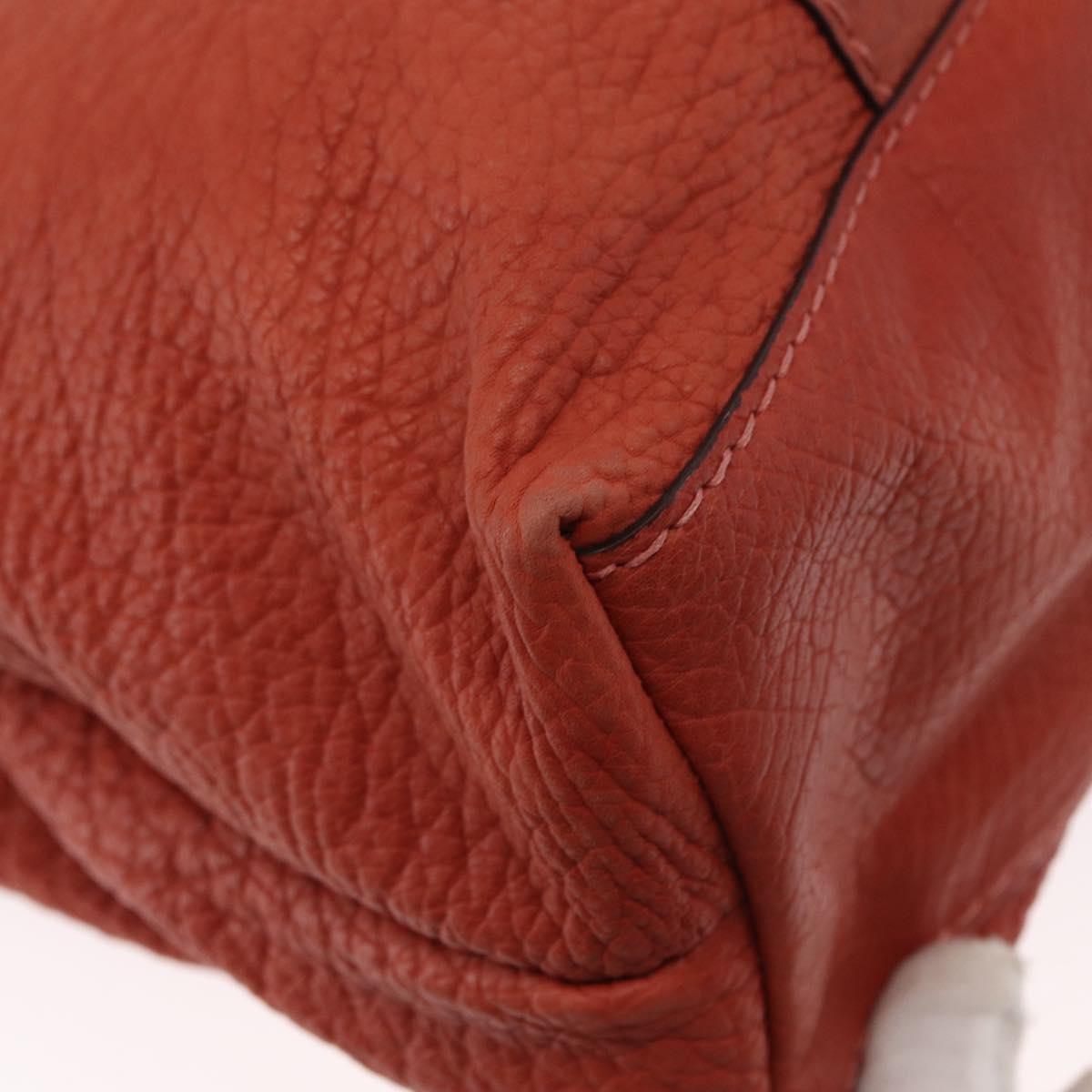 Gucci Vintage Bamboo Handle Leather Red Leather Handbag (Pre-Owned)