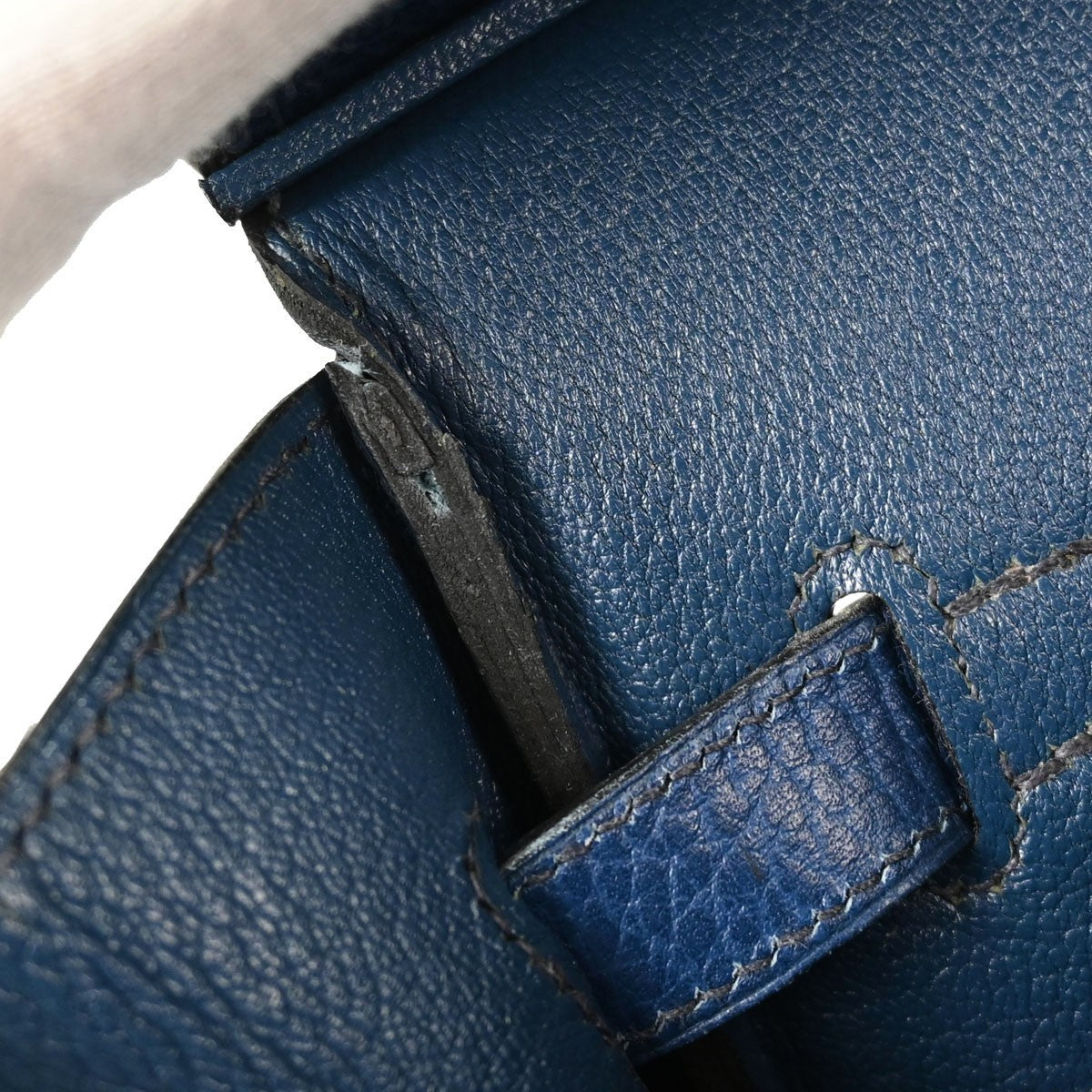Hermes Birkin Blue Ardennes With Gold Hardware Blue Leather Handbag (Pre-Owned)