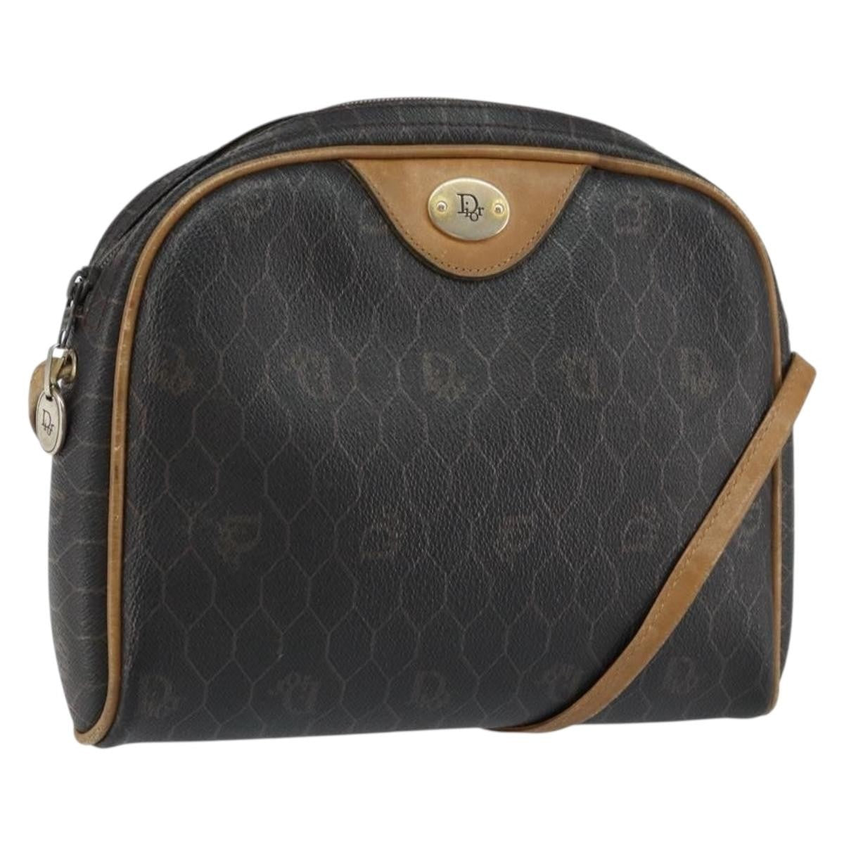Christian Dior Vintage Honeycomb Canvas And Leather Black Canvas Shoulder Bag Bag (Pre-Owned)