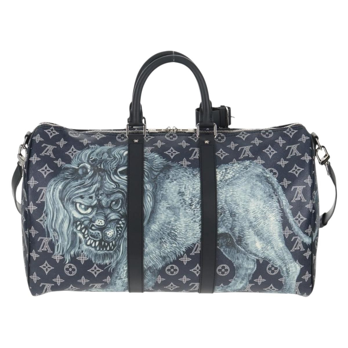 Louis Vuitton Keepall Bandouliere Limited Edition Chapman Savane Monogram Canvas Navy Canvas Travel Bag Bag (Pre-Owned)