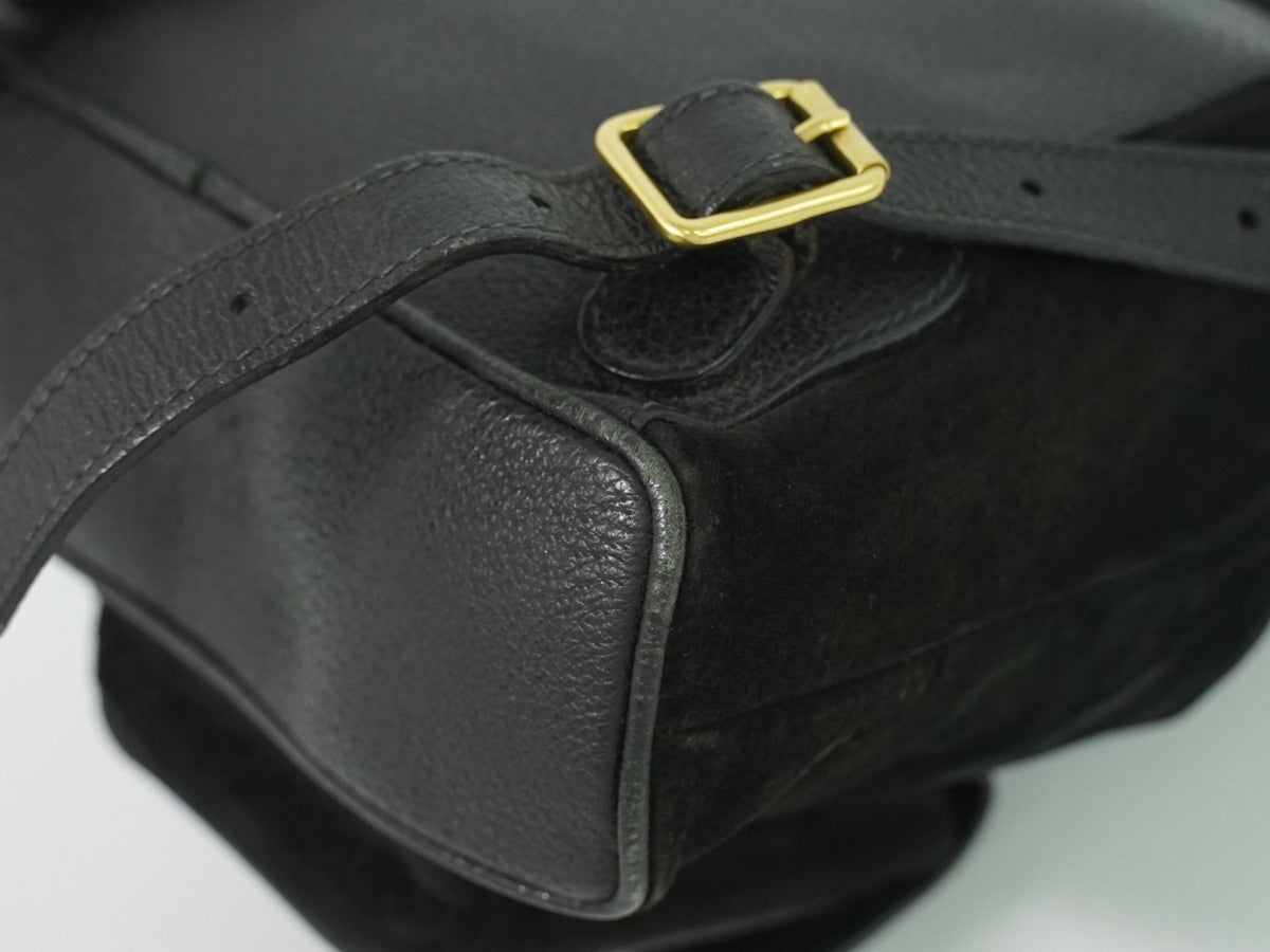 Gucci Vintage Bamboo Suede Black Suede Backpack Bag (Pre-Owned)