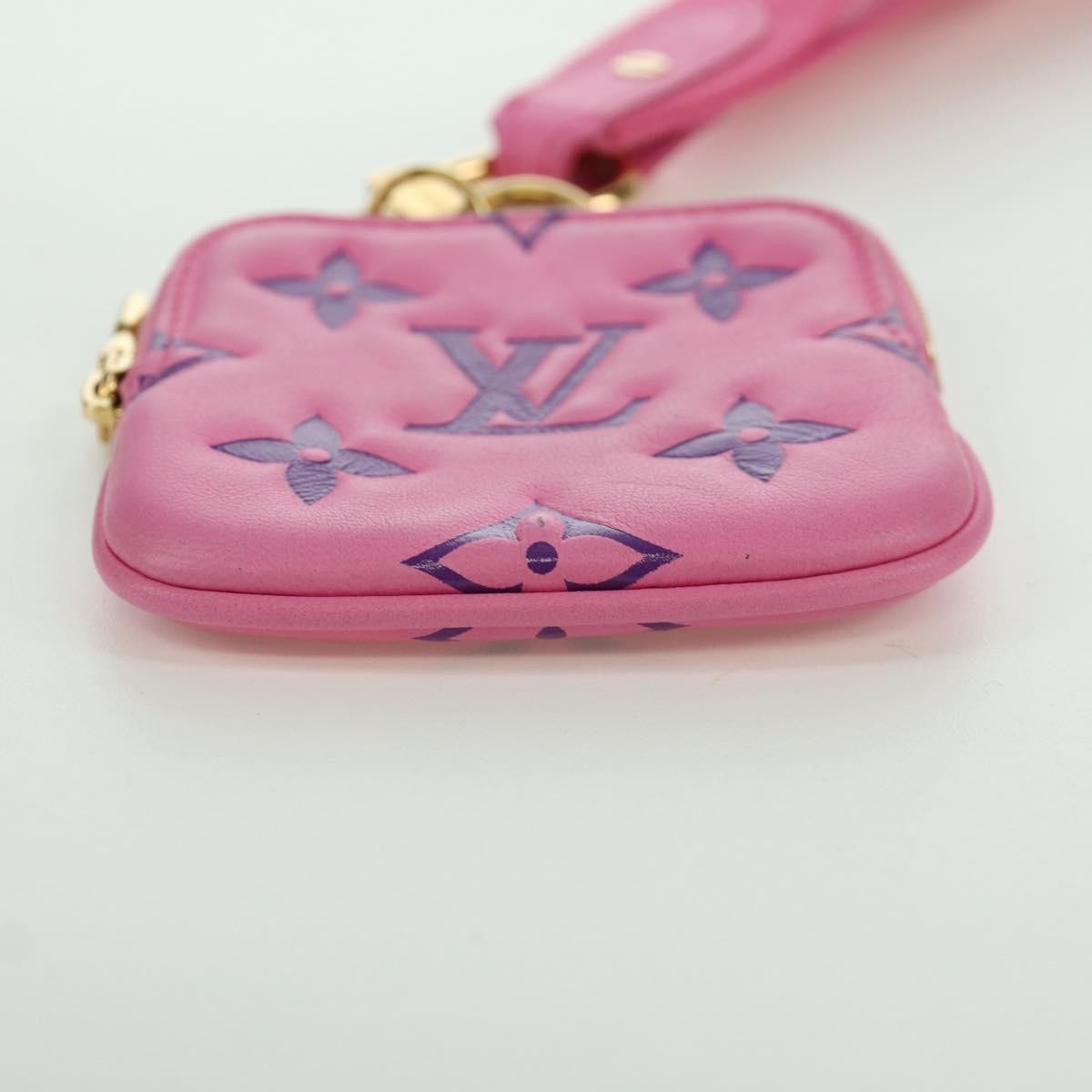 Louis Vuitton Lanyard Multipochette Coin Case Monogram Empreinte Pink Canvas Wallets Accessory (Pre-Owned)