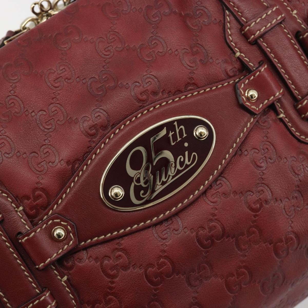 Gucci 85Th Anniversary Boston Guccissima Leather Red Leather Shoulder Bag Bag (Pre-Owned)