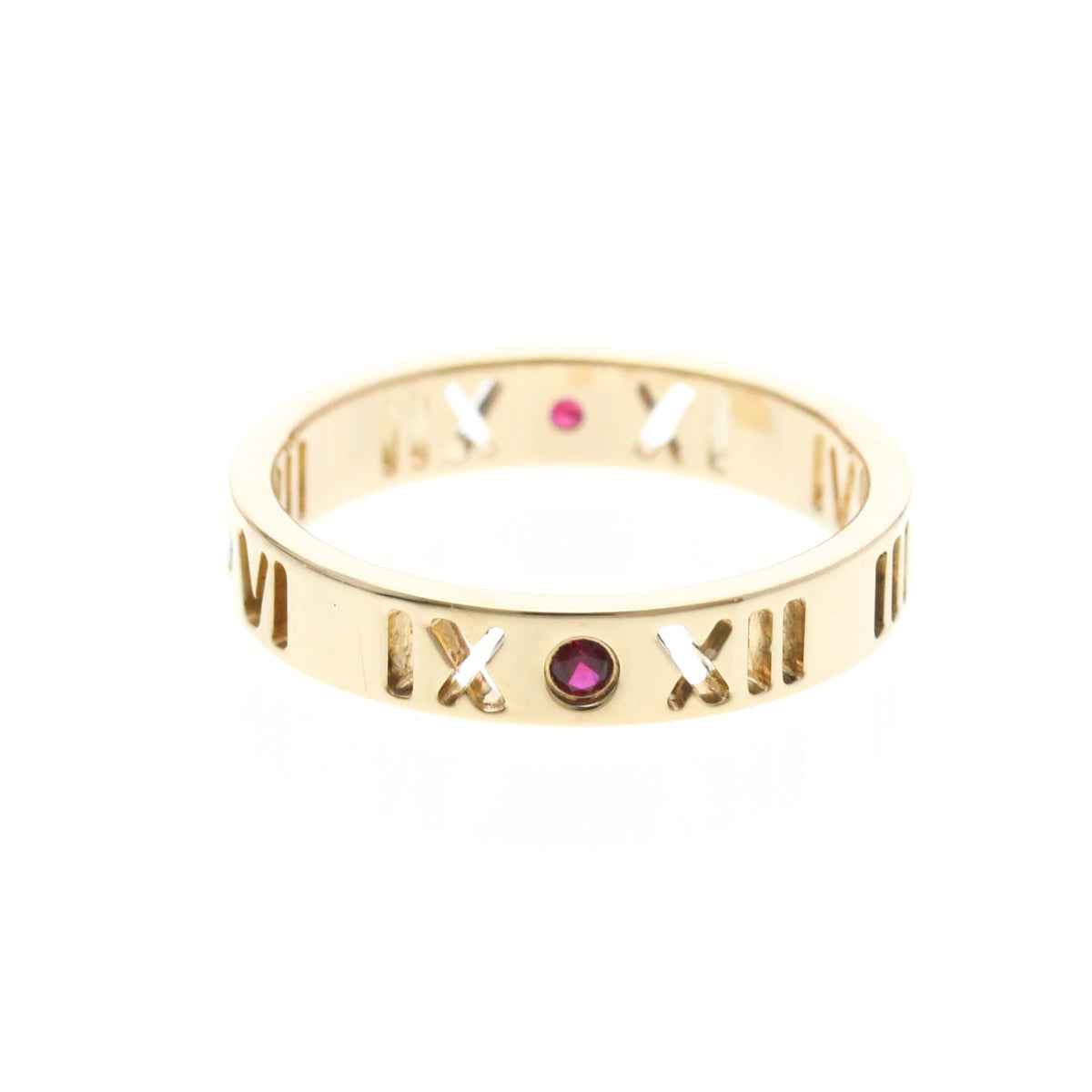 Tiffany & Co. Atlas Pierced 18K Rose Gold And Diamonds Gold Pink_Gold Ring Jewelry (Pre-Owned)