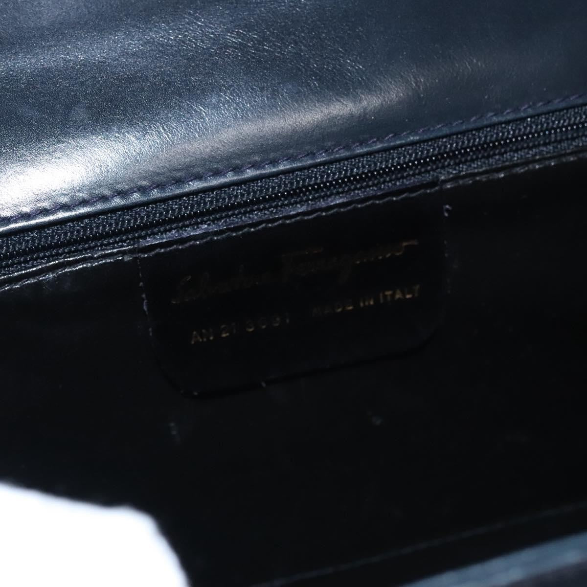 Salvatore Ferragamo Gancini Flap Woven Leather Black Leather Shoulder Bag Bag (Pre-Owned)