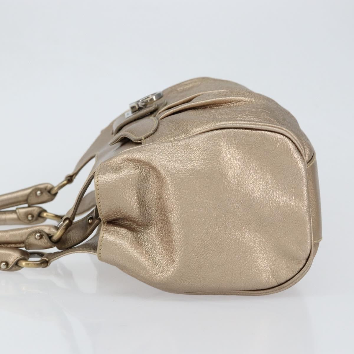 Salvatore Ferragamo Gancini Tote Leather Gold Leather Tote Bag Bag (Pre-Owned)