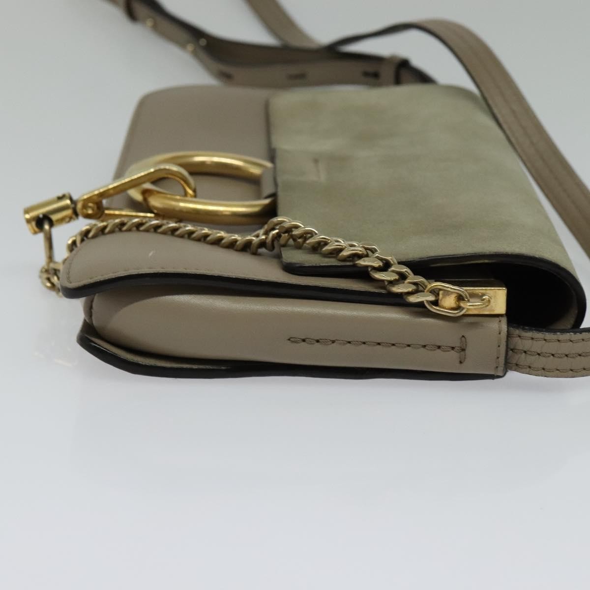 Chloe Faye Leather And Suede Gray Suede Shoulder Bag Bag (Pre-Owned)