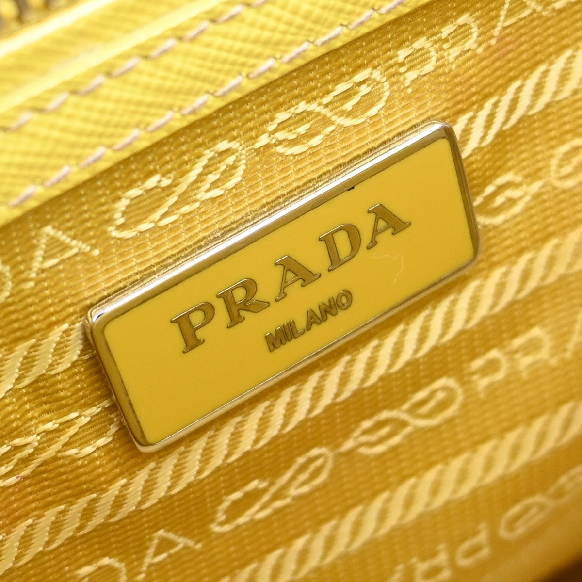 Prada Galleria Double Zip Saffiano Leather Yellow Leather Tote Bag Bag (Pre-Owned)