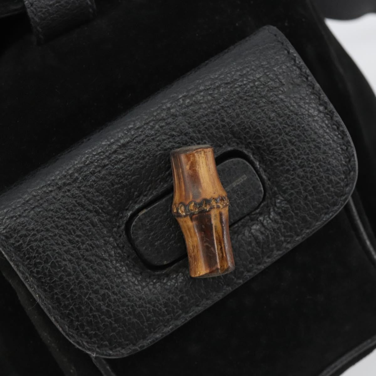 Gucci Gucci Bamboo Daim Black Suede Backpack Bag (Pre-Owned)