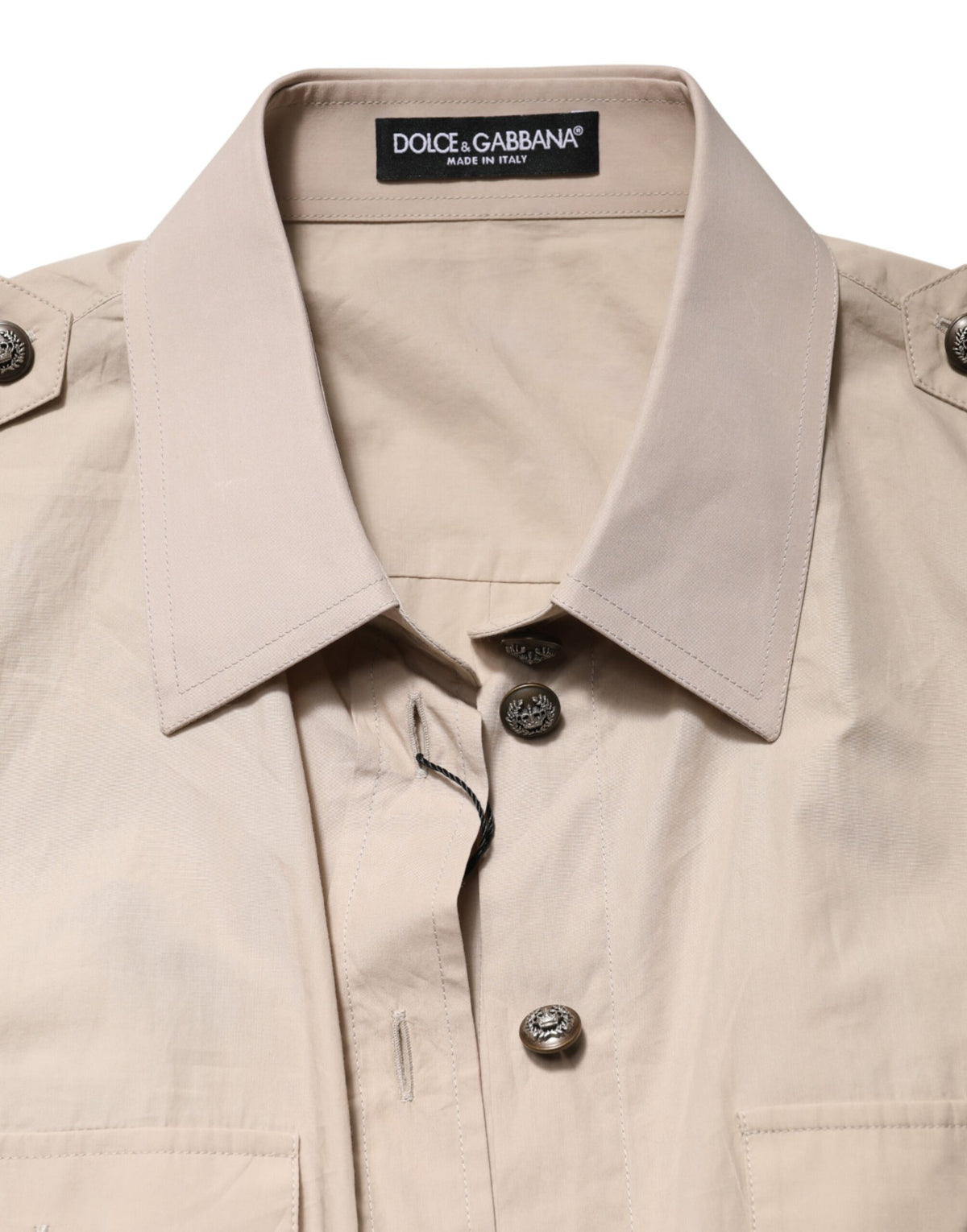 Dolce & Gabbana Beige Collared Long Sleeve Cotton Shirt Women's Top