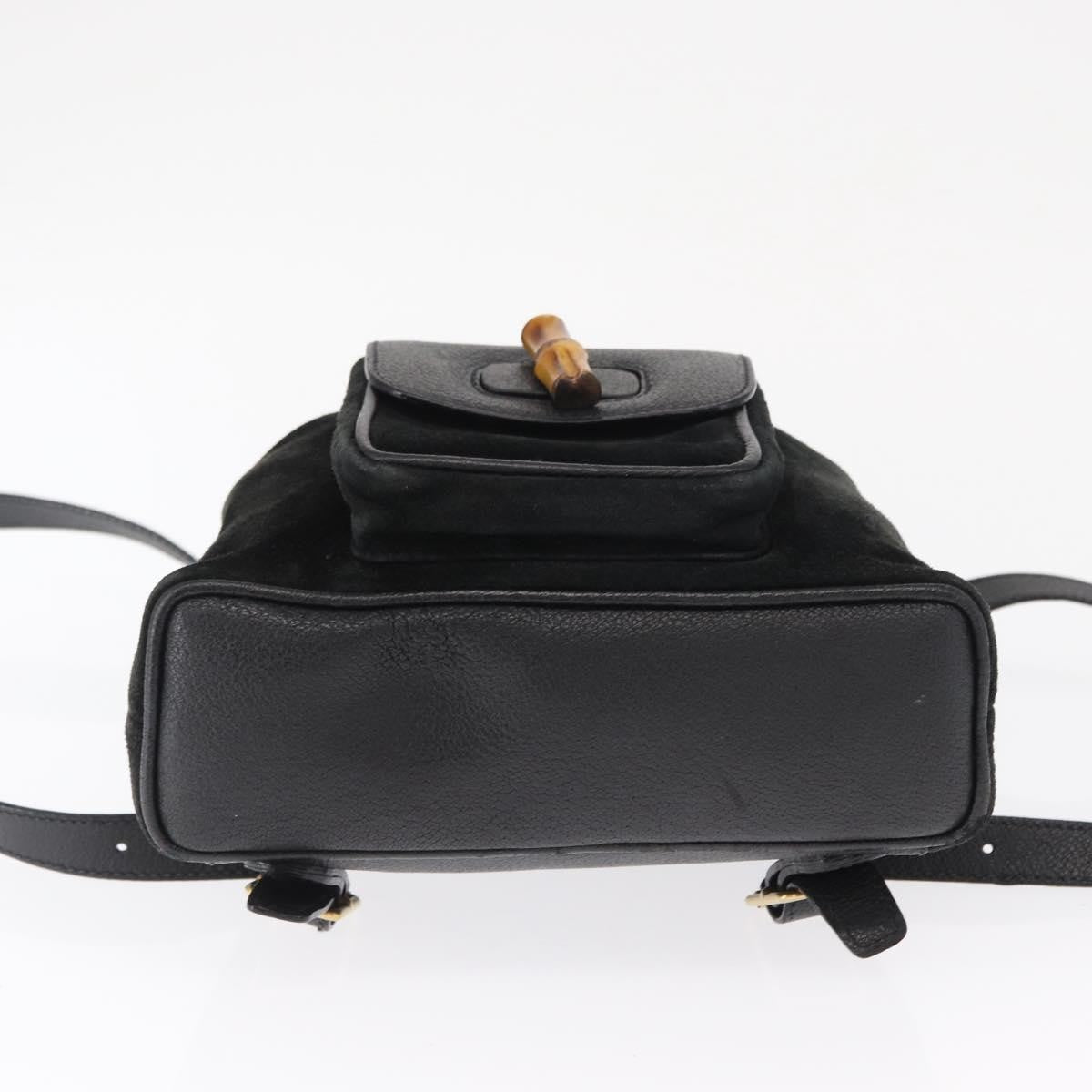 Gucci Vintage Bamboo Suede Black Suede Backpack Bag (Pre-Owned)