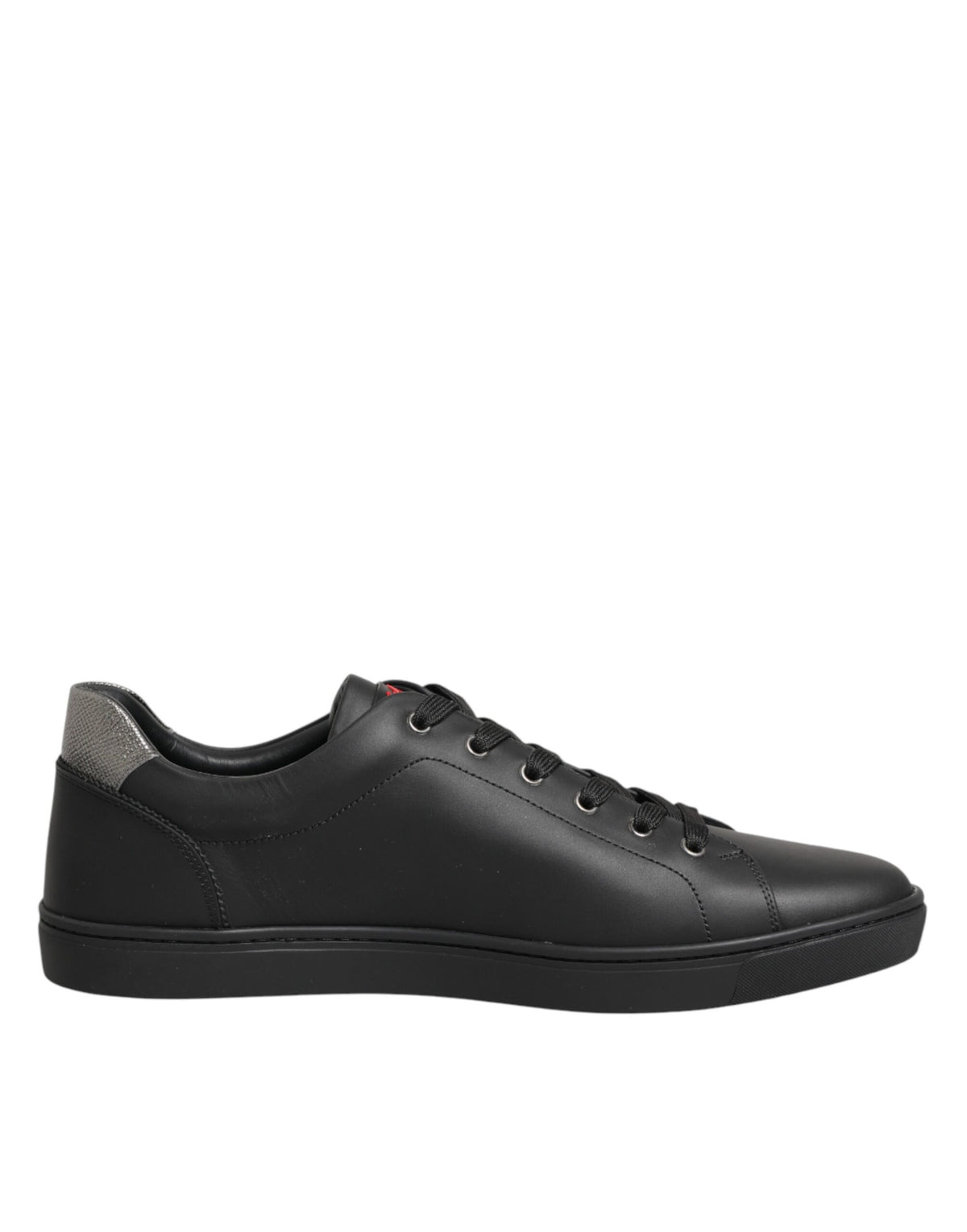 Dolce & Gabbana Black Leather Heart Embellished Sneakers Men's Shoes