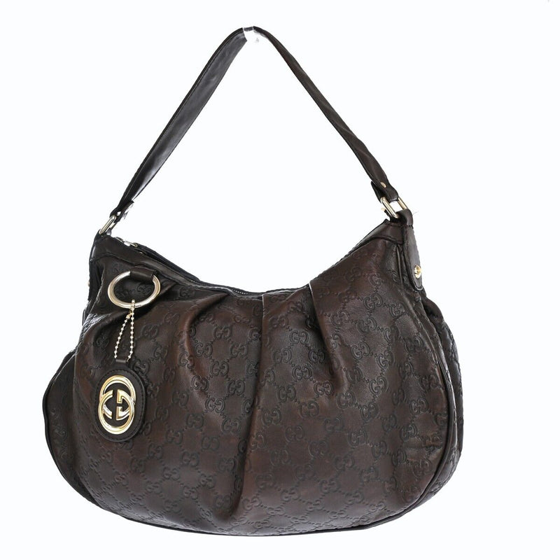 Gucci Sukey Brown Leather Shoulder Bag (Pre-Owned)