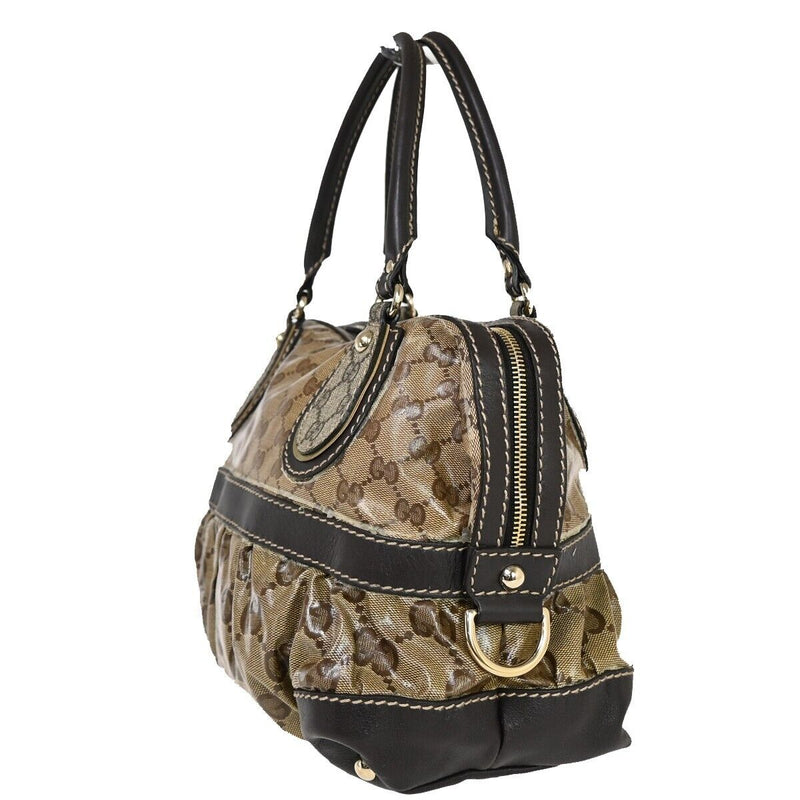 Gucci Gg Crystal Brown Canvas Handbag (Pre-Owned)