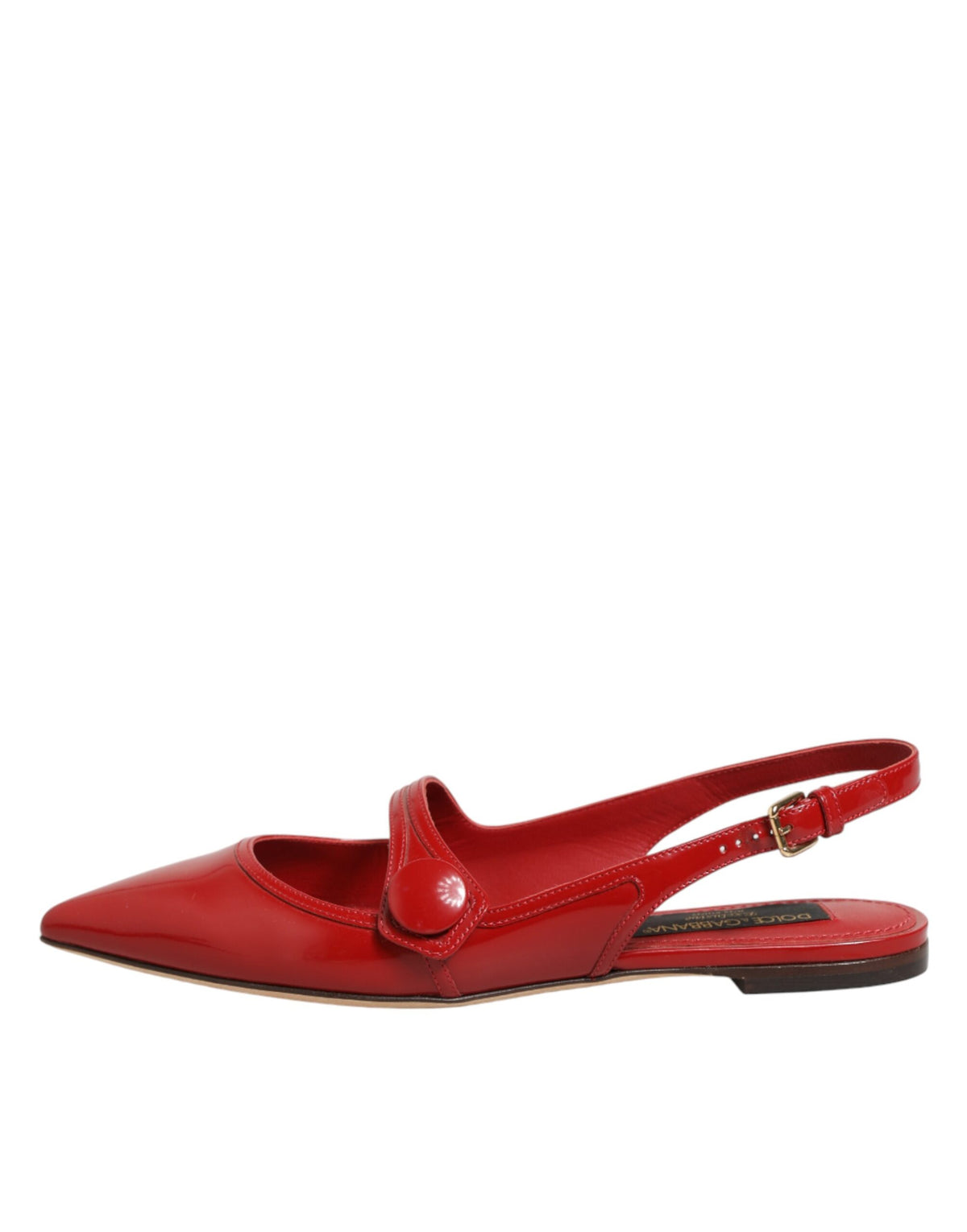 Dolce & Gabbana Red Leather Slingback Flats Sandals Women's Shoes