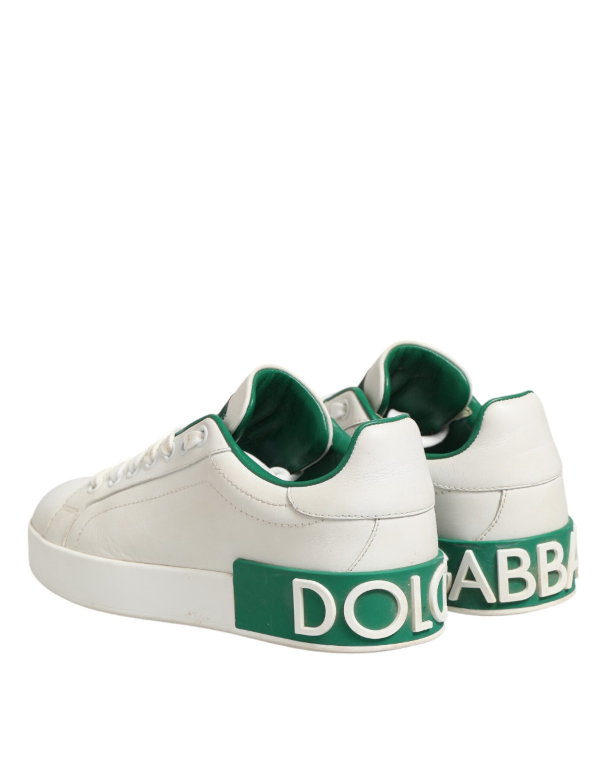 Dolce & Gabbana White Green Leather Low Top Sneakers Women's Shoes (Pre-Owned)