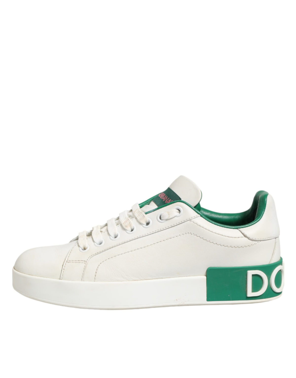 Dolce & Gabbana White Green Leather Low Top Sneakers Women's Shoes (Pre-Owned)