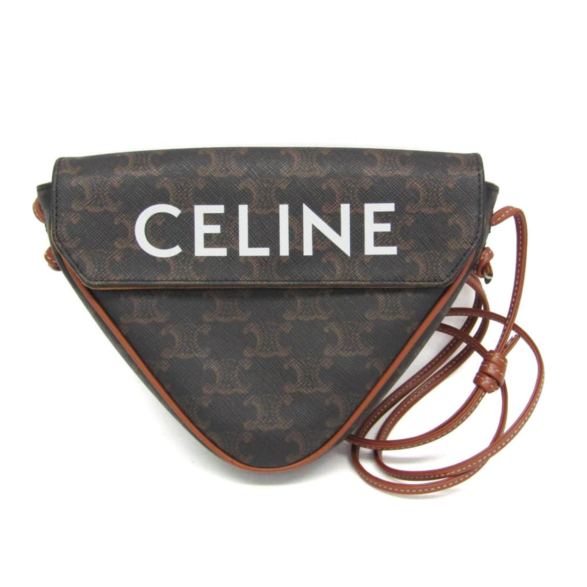 Celine Triangle Triomphe Coated Canvas Brown Canvas Crossbody Bag Bag (Pre-Owned)