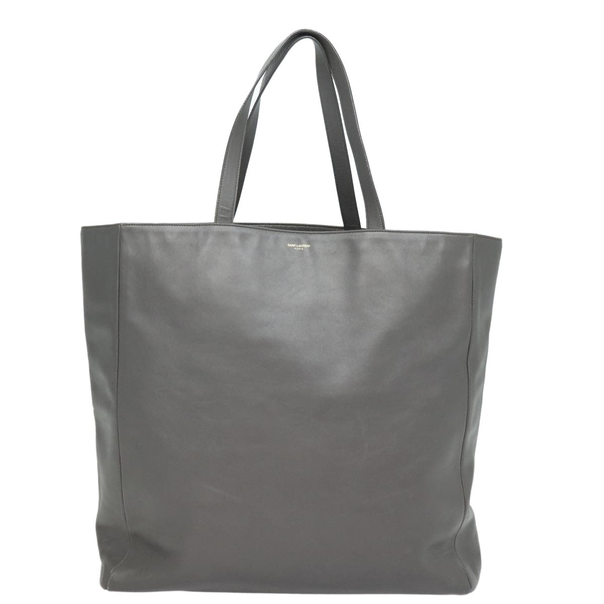 Saint Laurent Reversible North South Shopper Leather Gray Leather Tote Bag Bag (Pre-Owned)