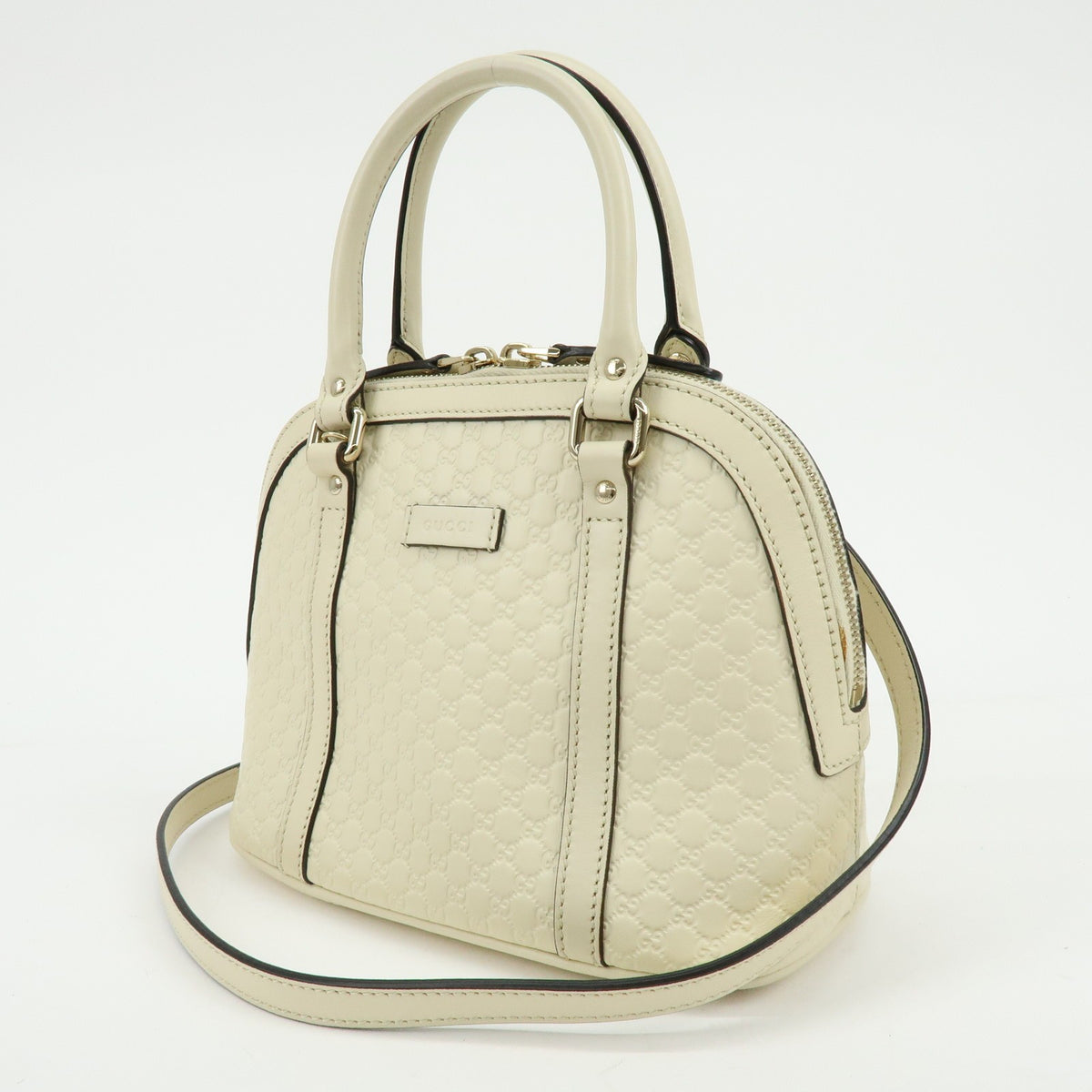 Gucci Convertible Dome Satchel Guccissima Leather White Leather Handbag (Pre-Owned)