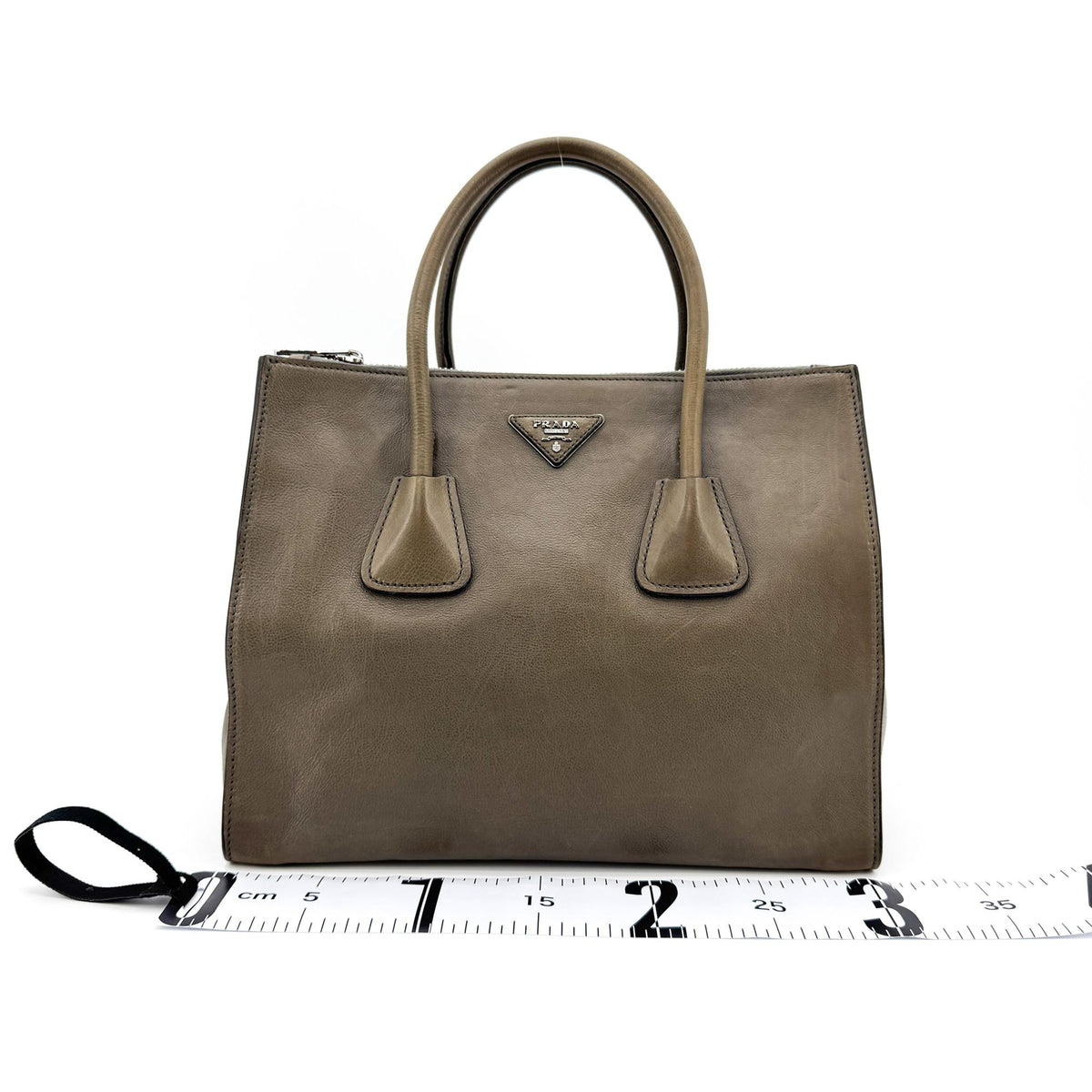 Prada Twin Shopping Vitello Daino Brown Leather Tote Bag Bag (Pre-Owned)