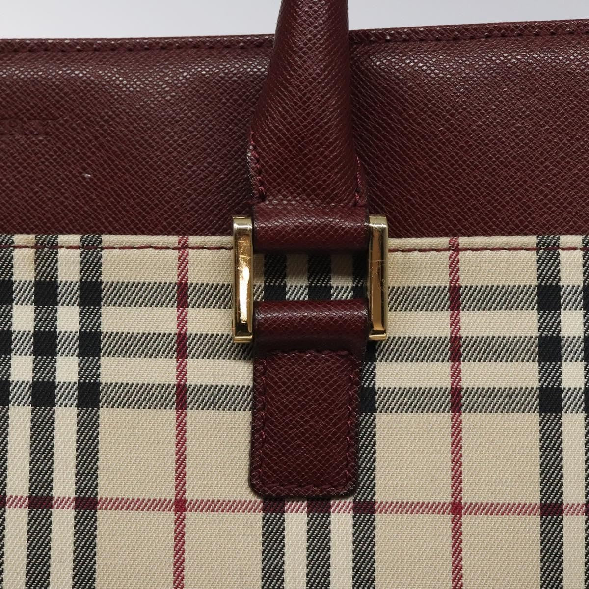 Burberry Nova Check Tote Canvas And Leather Beige Canvas Tote Bag Bag (Pre-Owned)