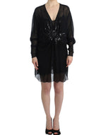 Cavalli Elegant Sheer Black Silk Blouson Women's Dress
