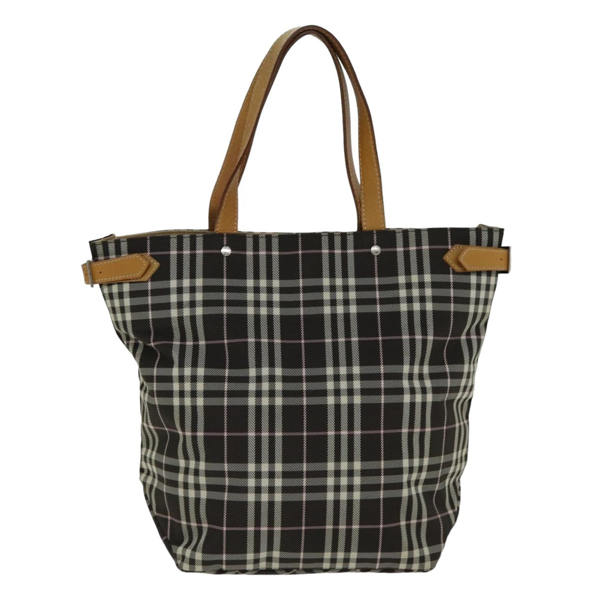 Burberry Nova Check Blue Label Nylon Brown Nylon Tote Bag Bag (Pre-Owned)