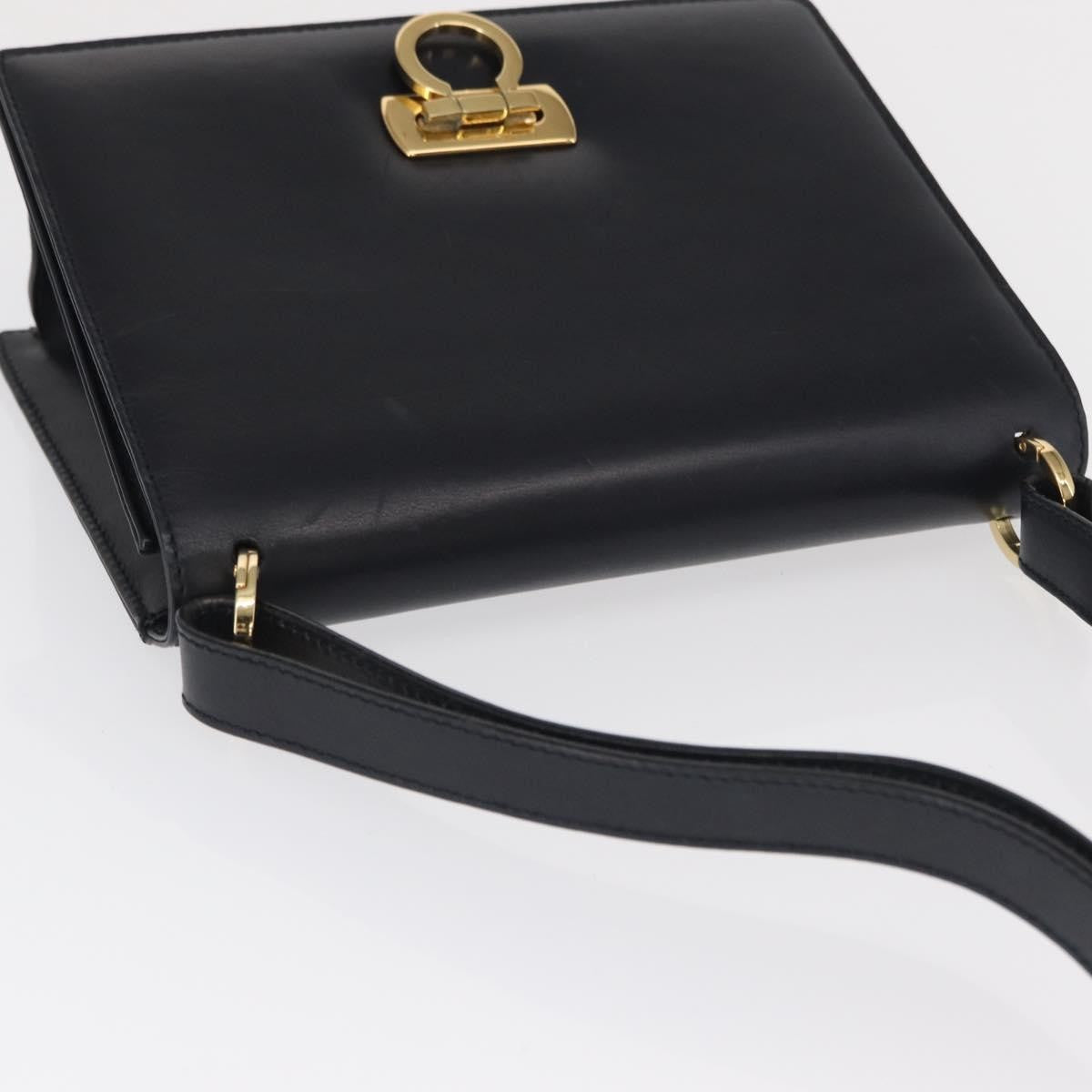 Salvatore Ferragamo Gancini Leather Navy Leather Shoulder Bag Bag (Pre-Owned)