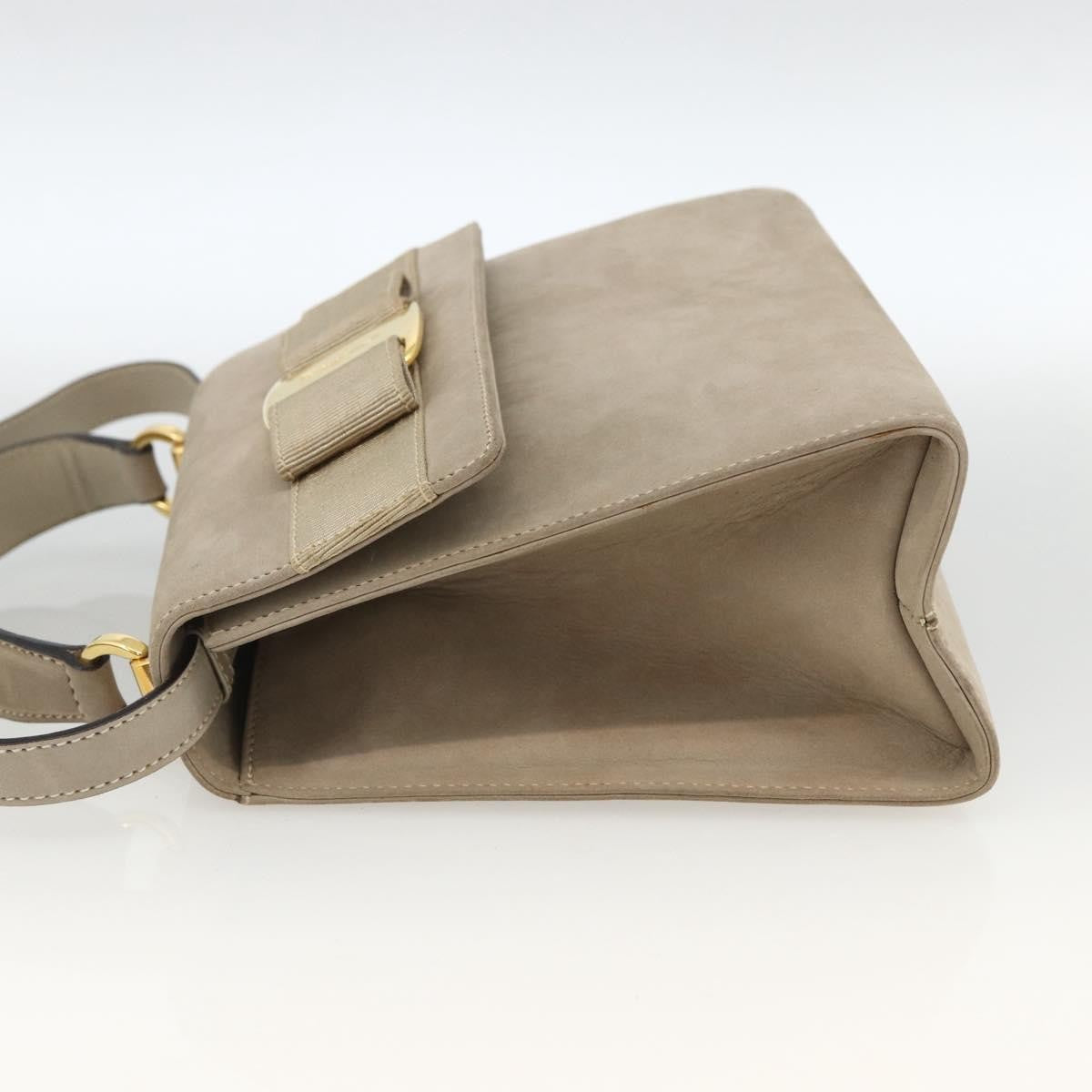 Salvatore Ferragamo Convertible Vara Bow Tote Suede Beige Suede Handbag (Pre-Owned)