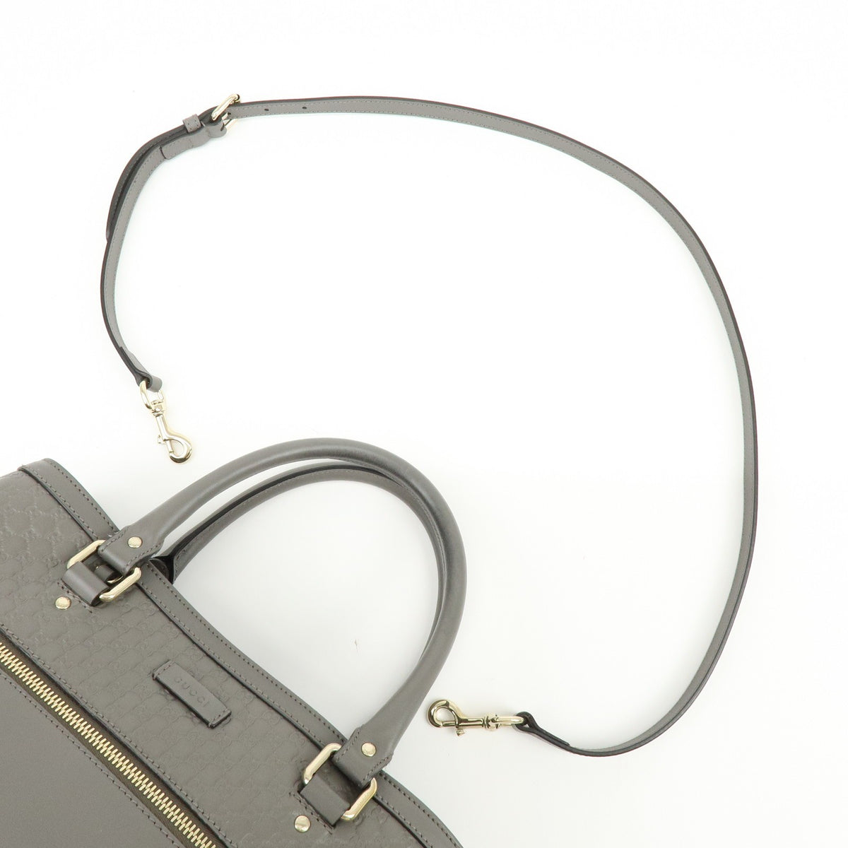 Gucci Zip Pocket Soft Microguccissima Leather Gray Leather Tote Bag Bag (Pre-Owned)