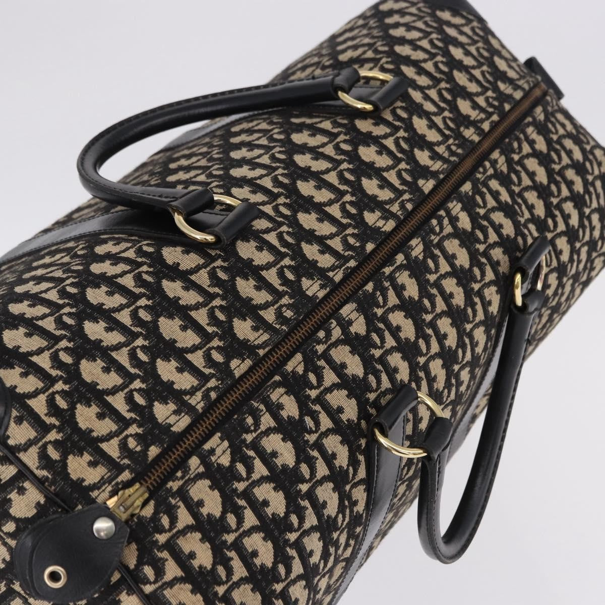 Christian Dior Convertible Boston Oblique Canvas Black Canvas Travel Bag Bag (Pre-Owned)
