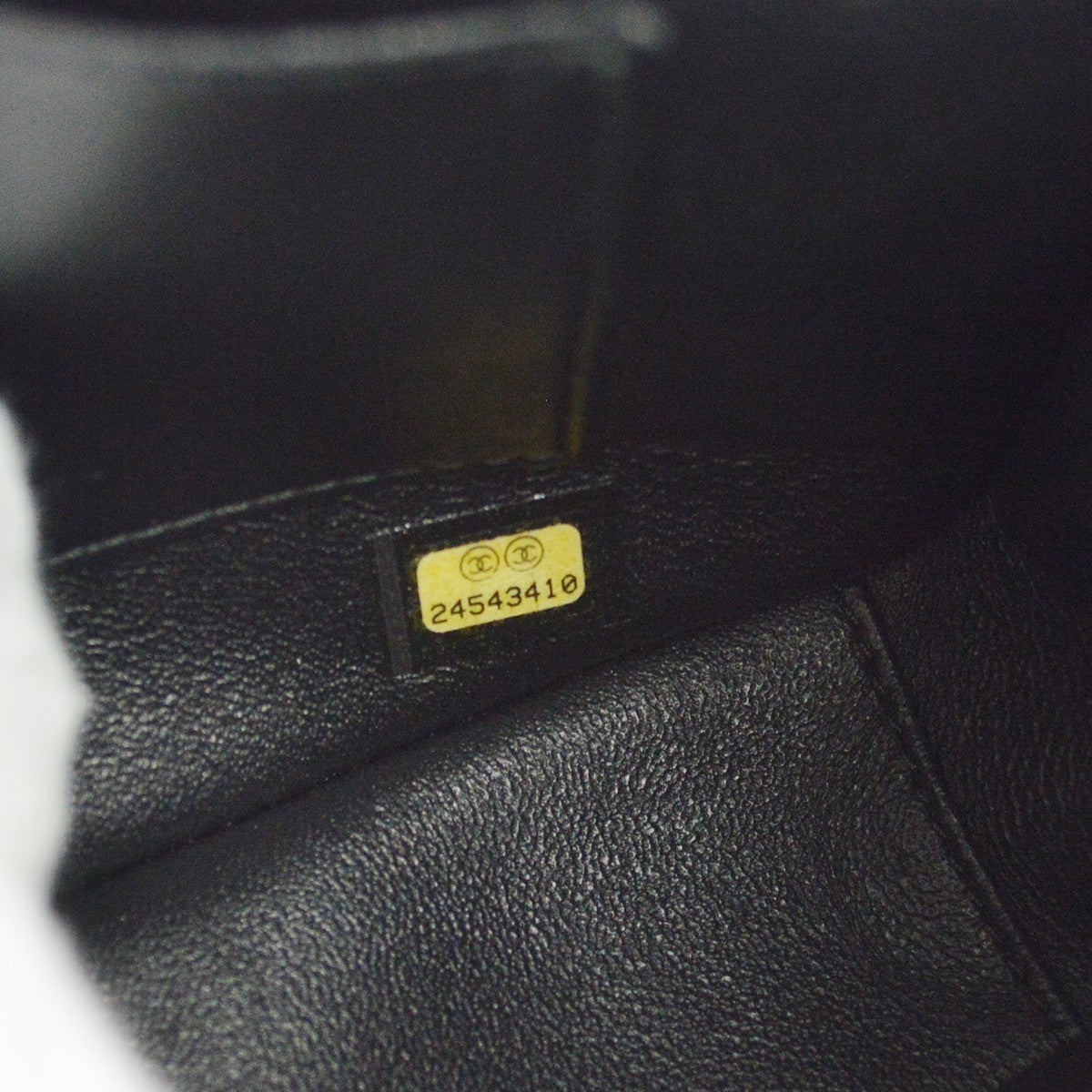 Chanel Reversed Flap Chevron Lambskin Black Leather Handbag (Pre-Owned)