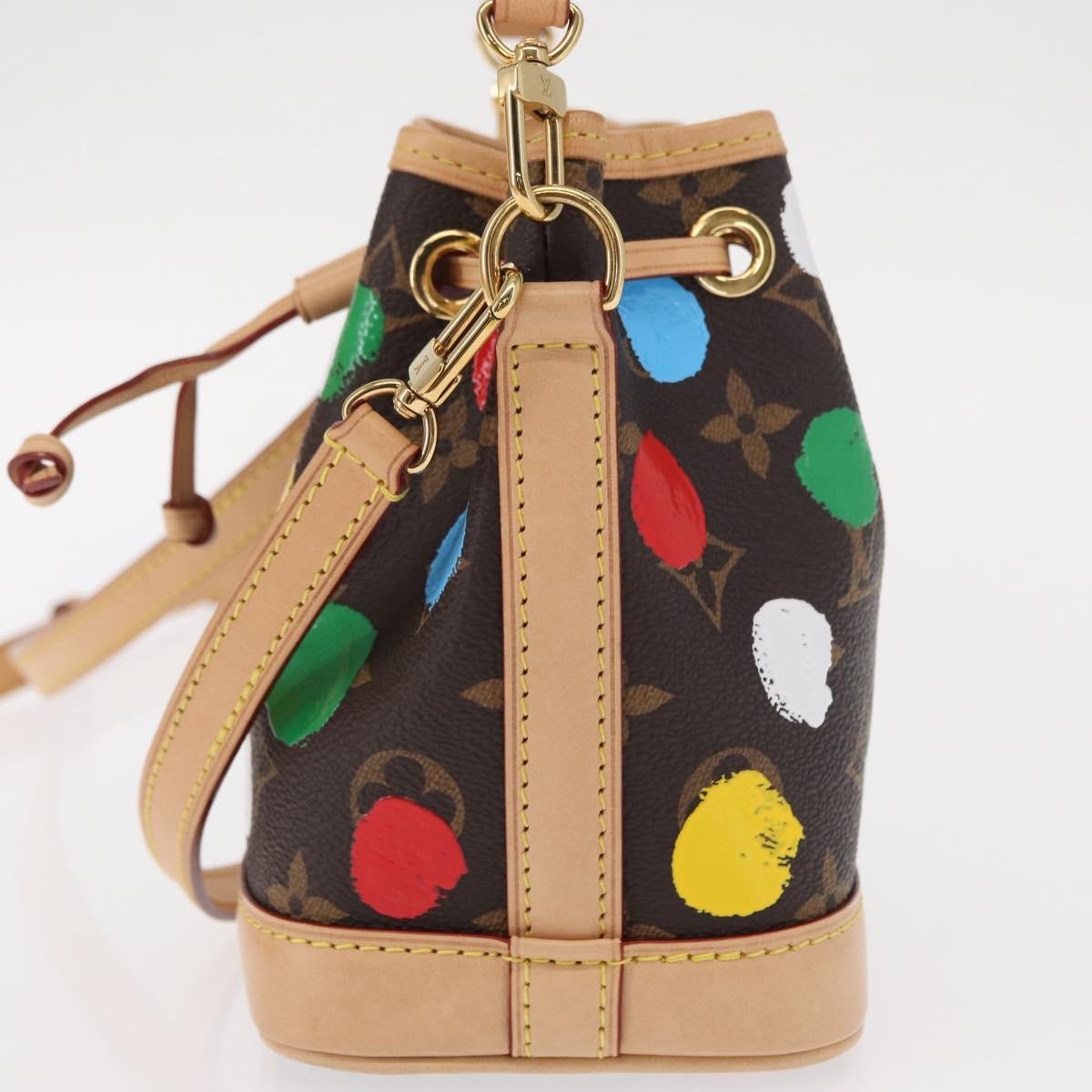 Louis Vuitton Noe Yayoi Kusama Painted Dots Monogram Canvas Brown Canvas Handbag (Pre-Owned)