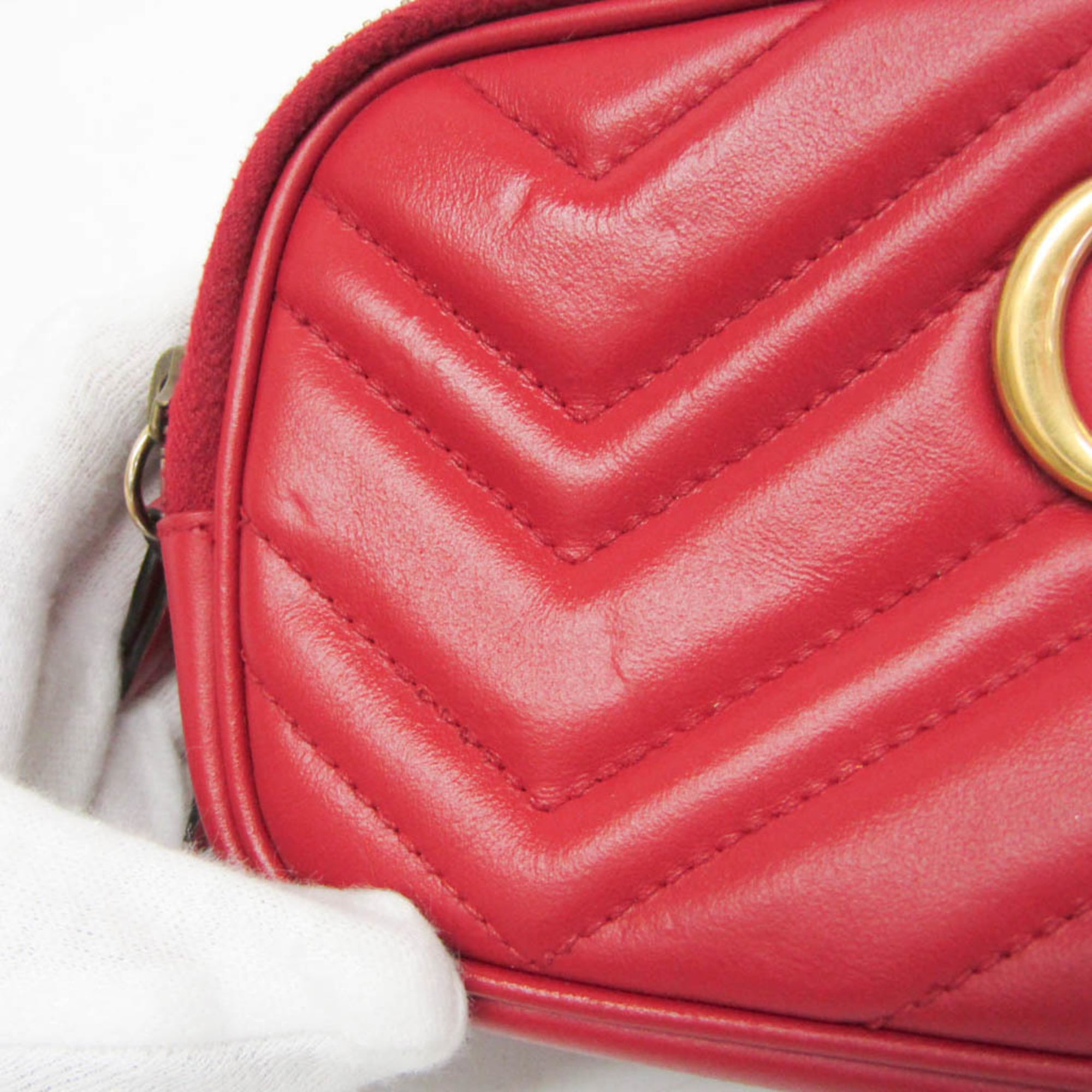Gucci Gg Marmont Black Leather Red Leather Shoulder Bag Bag (Pre-Owned)
