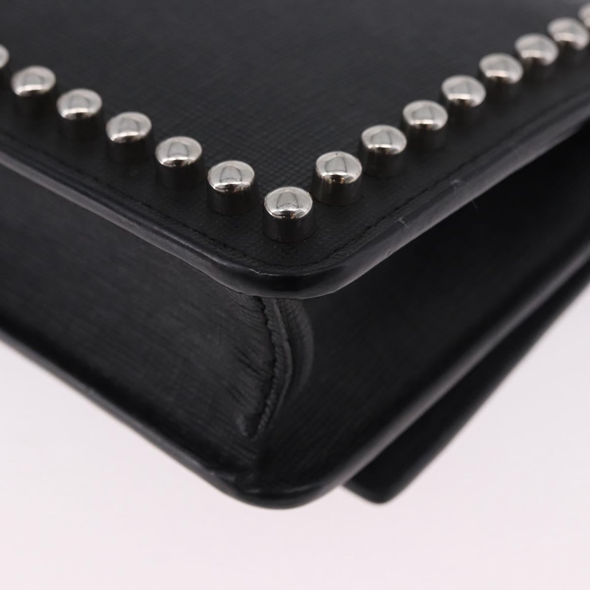 Fendi Karlito Wallet On Chain Studded Saffiano Leather Black Leather Crossbody Bag Bag (Pre-Owned)