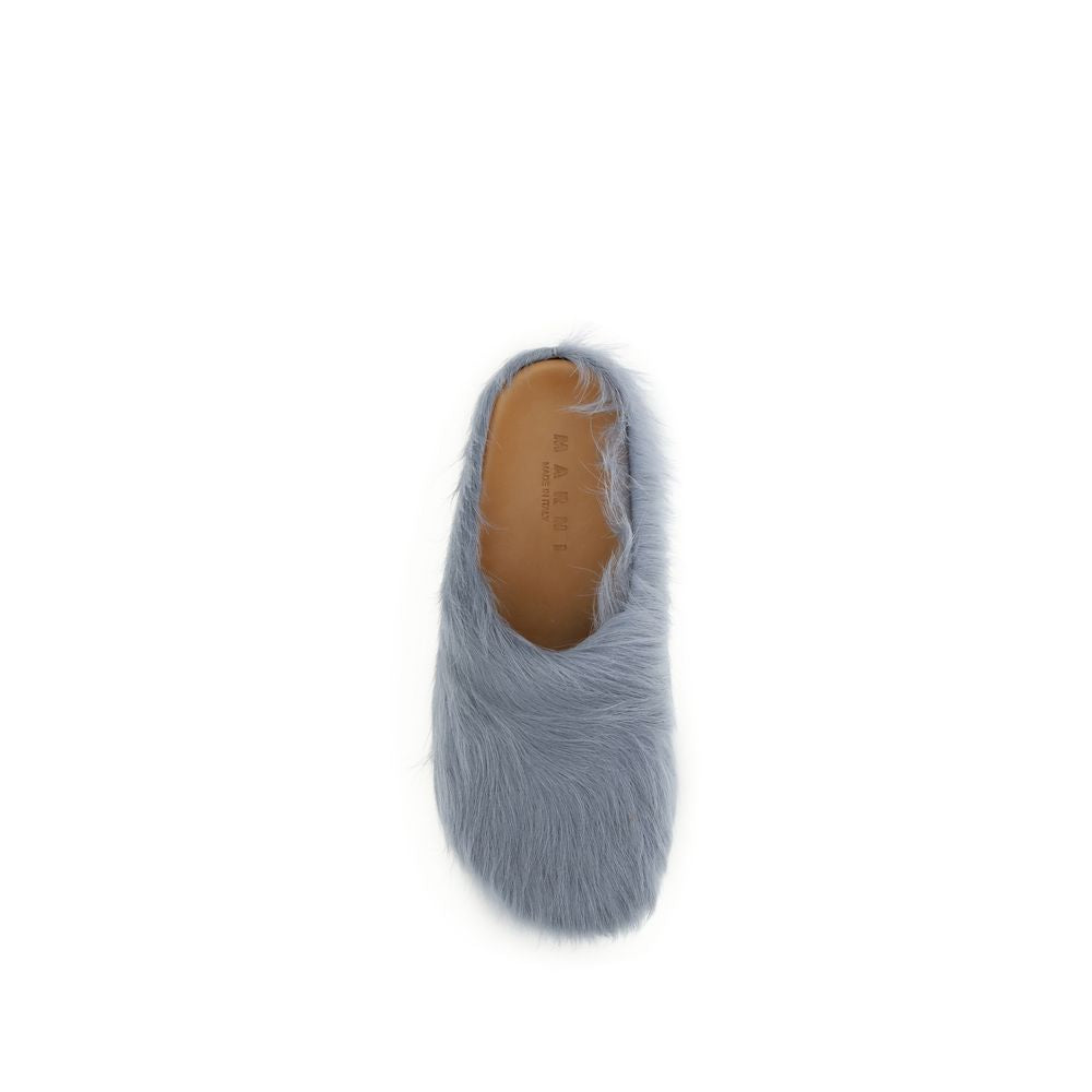 Marni Blue Calf Leather Bos Taurus Men's Mules