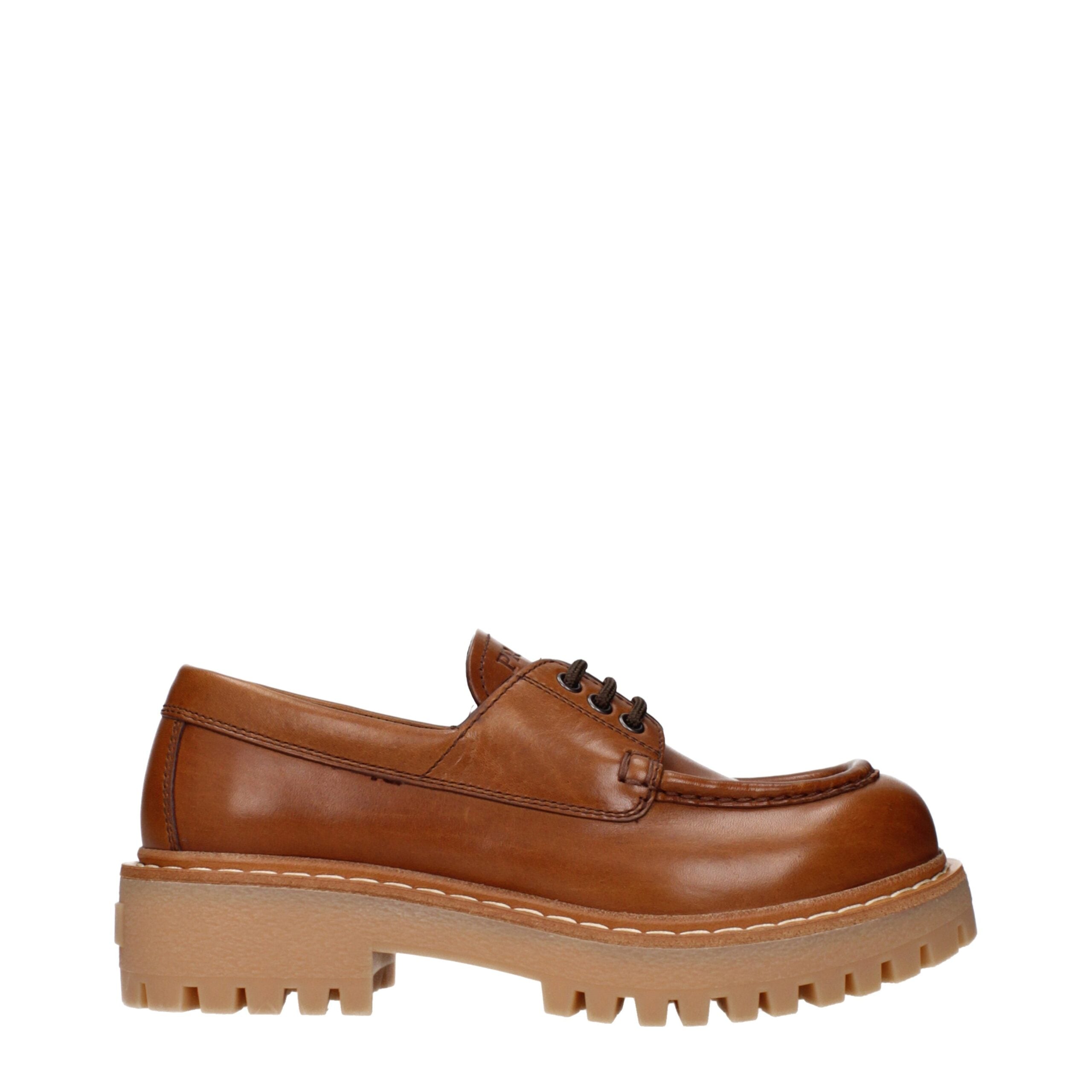 Prada Brown Leather Oxfords And Women's Derbies