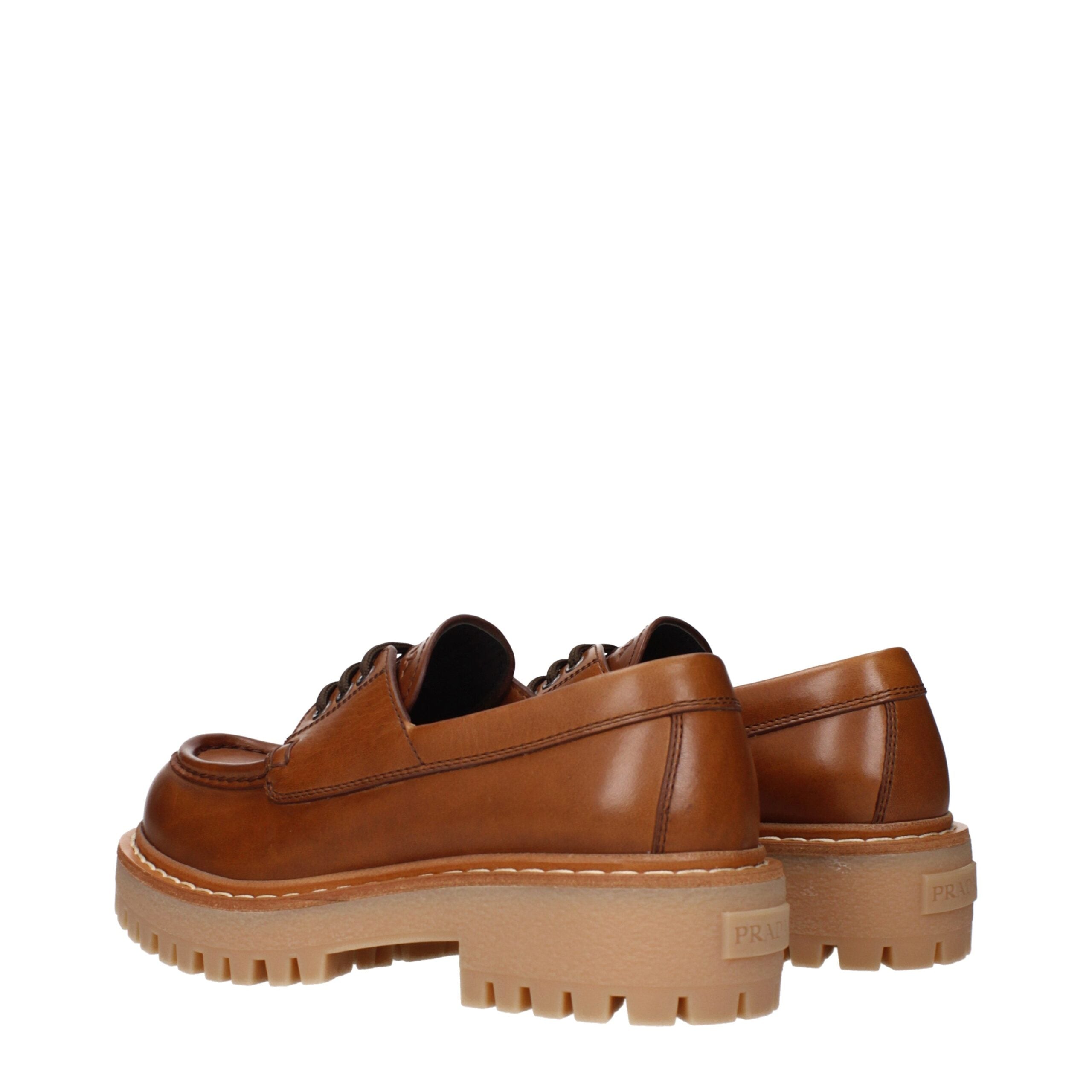 Prada Brown Leather Oxfords And Women's Derbies
