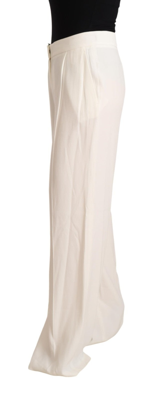 Tonello White High Waist Pleated Straight Formal Trouser Women's Pants (Pre-Owned)