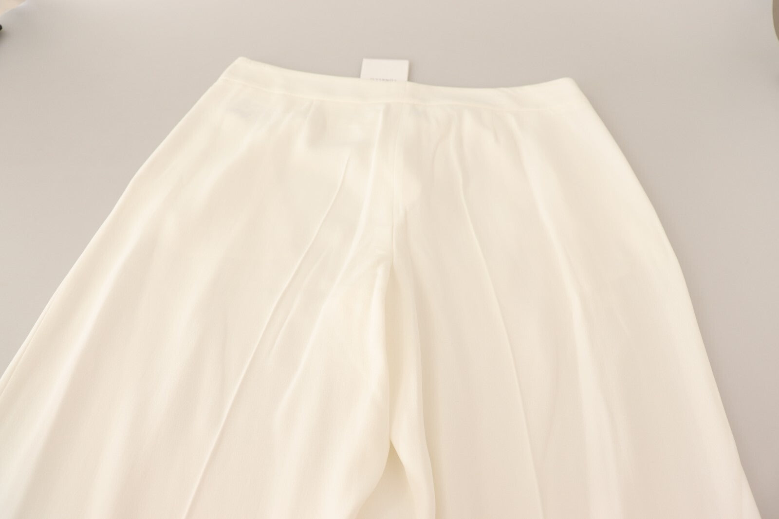 Tonello White High Waist Pleated Straight Formal Trouser Women's Pants (Pre-Owned)