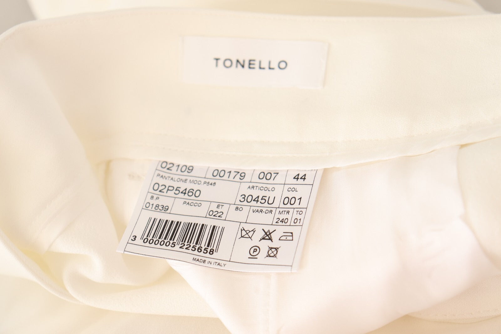 Tonello White High Waist Pleated Straight Formal Trouser Women's Pants (Pre-Owned)