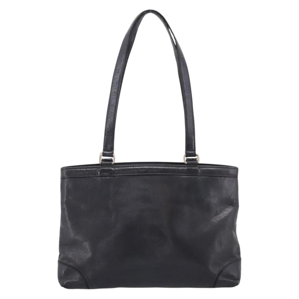 Celine Tote Leather Black Leather Tote Bag Bag (Pre-Owned)