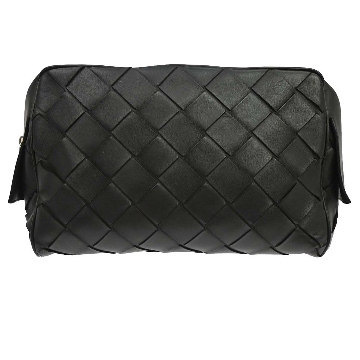 Bottega Veneta Zip Clutch Leather With Intrecciato Snakeskin Detail Black Leather Clutche & Pouche Bag (Pre-Owned)